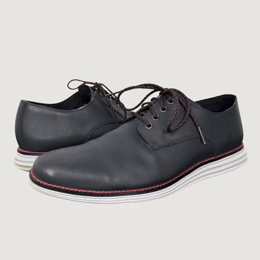 Cole Haan OriginalGrand Plain Toe Oxford Black Red Leather Mens 9.5 M C27997